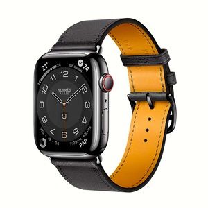 Apple Watch Hermès - 44mm Noir Swift Leather Single Tour